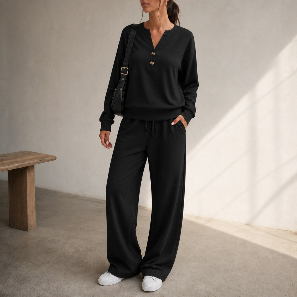 Fleece Henley Long Sleeve Matching Set
