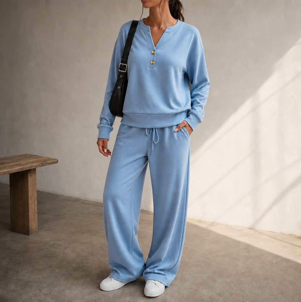 Fleece Henley Long Sleeve Matching Set