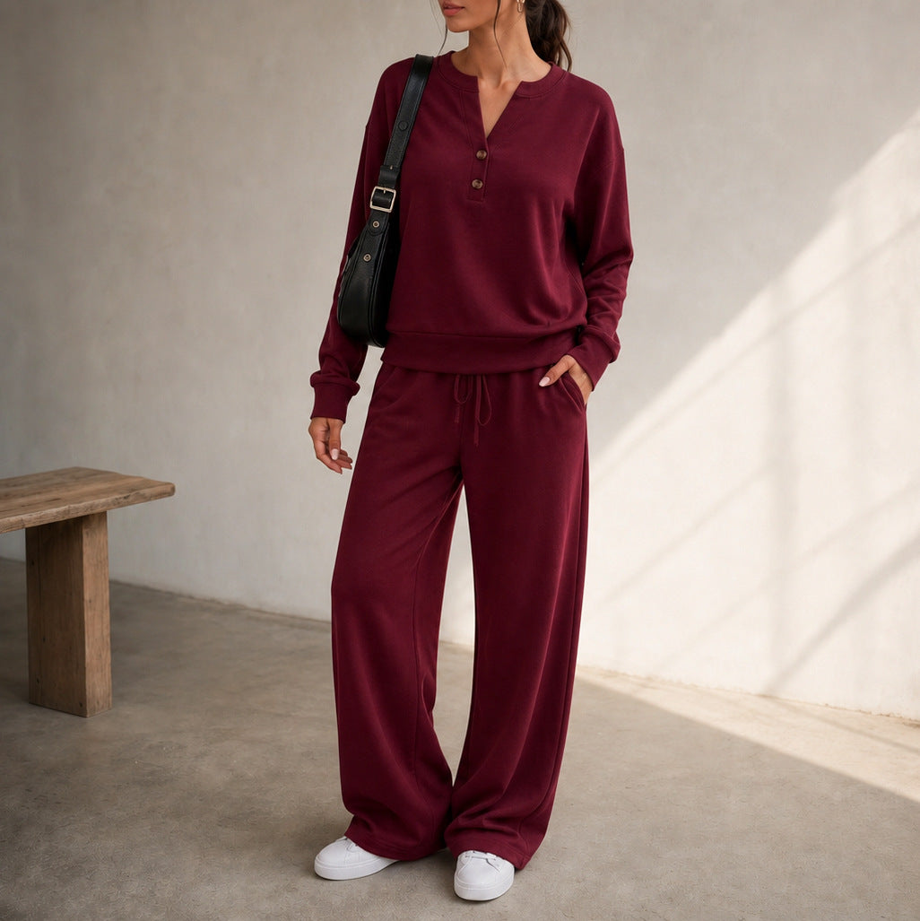 Fleece Henley Long Sleeve Matching Set