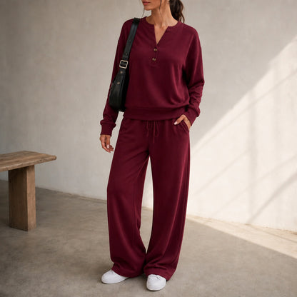 Fleece Henley Long Sleeve Matching Set