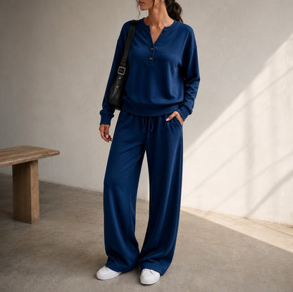 Fleece Henley Long Sleeve Matching Set
