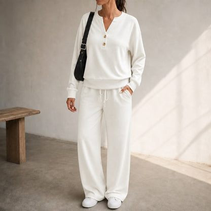Fleece Henley Long Sleeve Matching Set