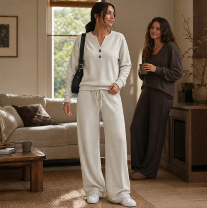 Fleece Henley Long Sleeve Matching Set