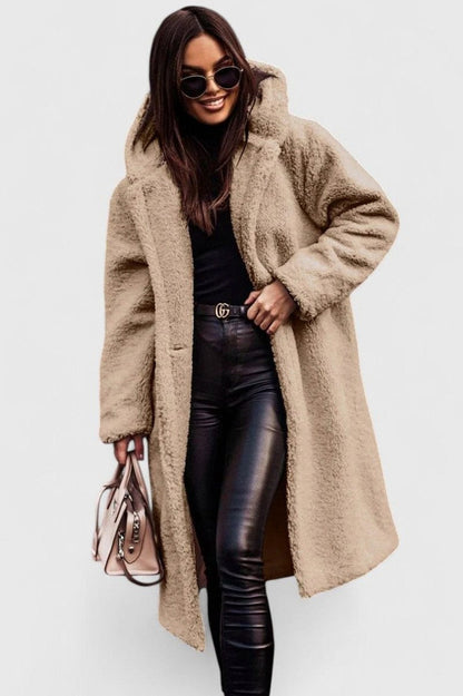 Fleece Long Sleeve Hooded Coat