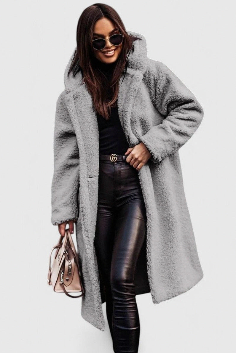 Fleece Long Sleeve Hooded Coat