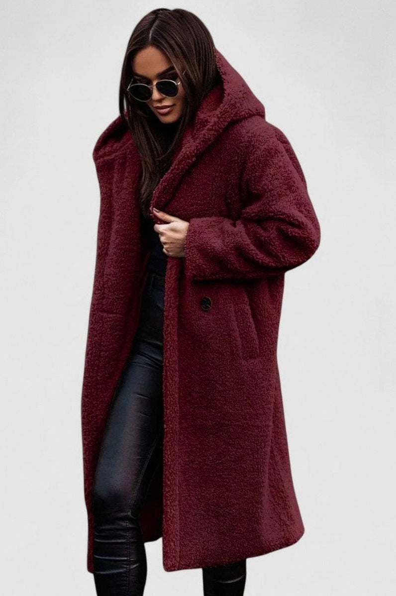 Fleece Long Sleeve Hooded Coat