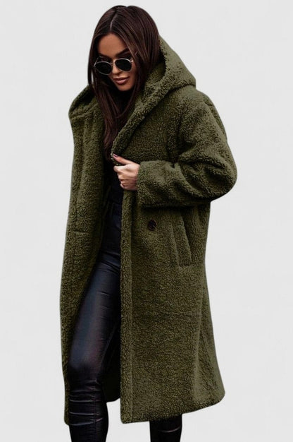 Fleece Long Sleeve Hooded Coat