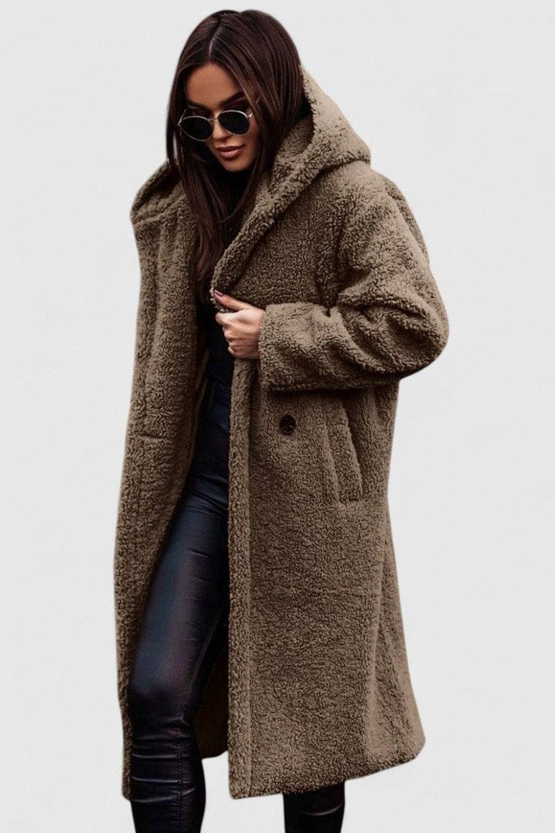 Fleece Long Sleeve Hooded Coat