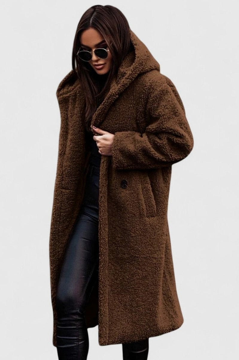 Fleece Long Sleeve Hooded Coat
