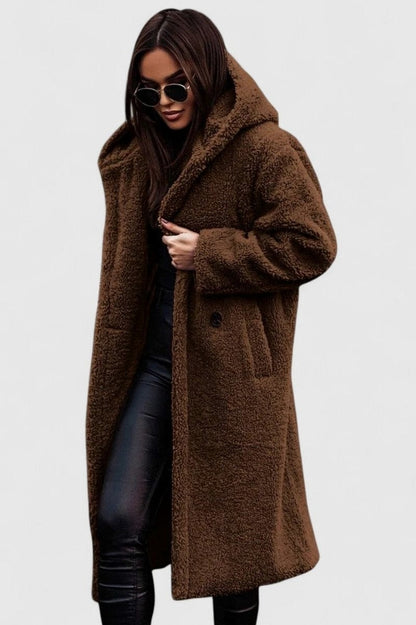 Fleece Long Sleeve Hooded Coat