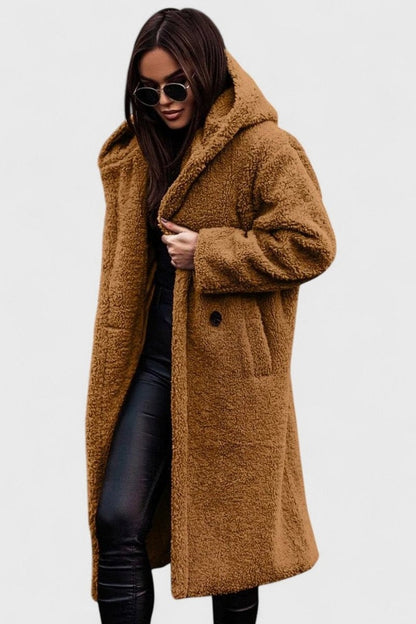 Fleece Long Sleeve Hooded Coat