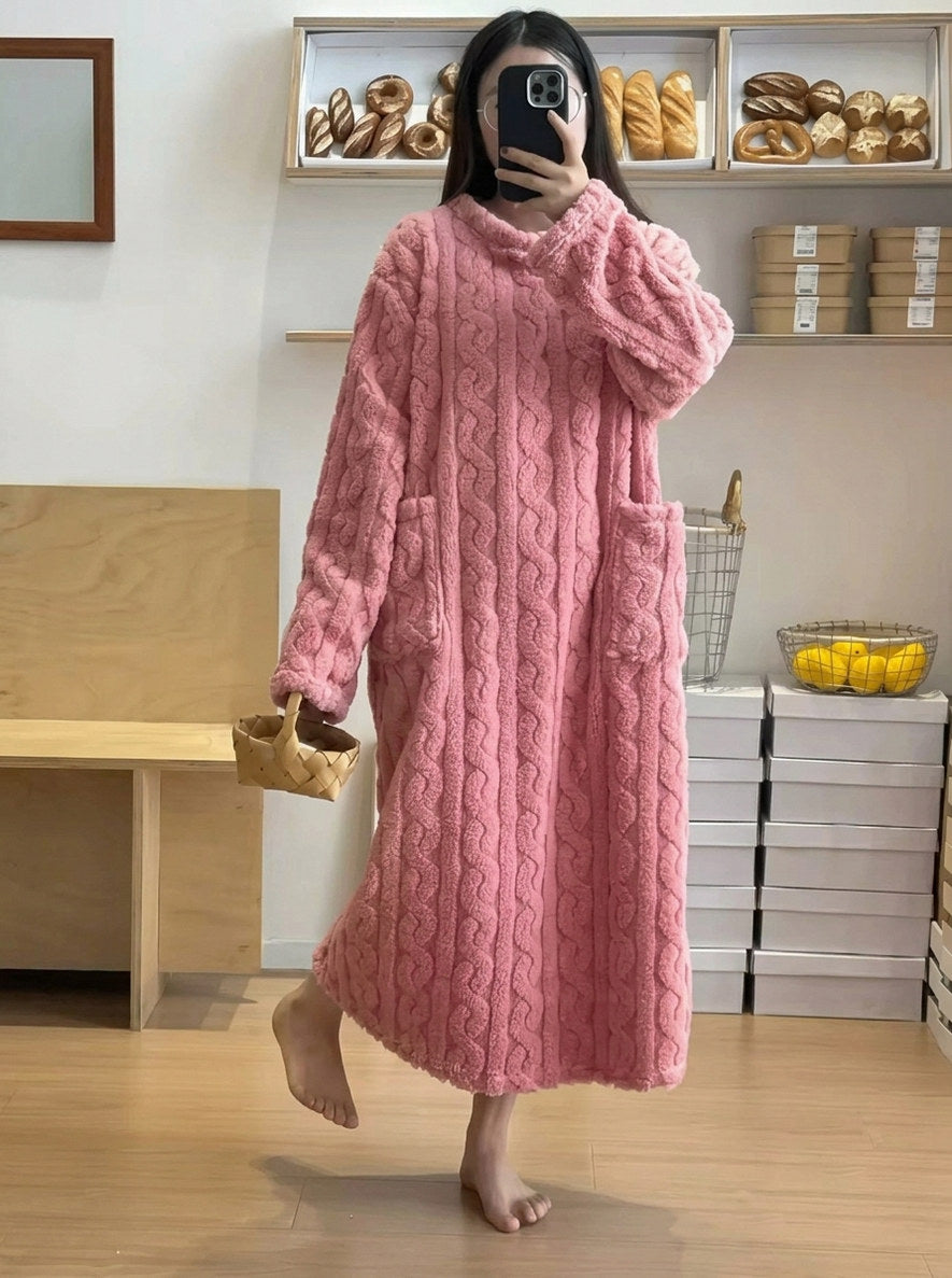 Fleece Long Sleeve Midi Dress