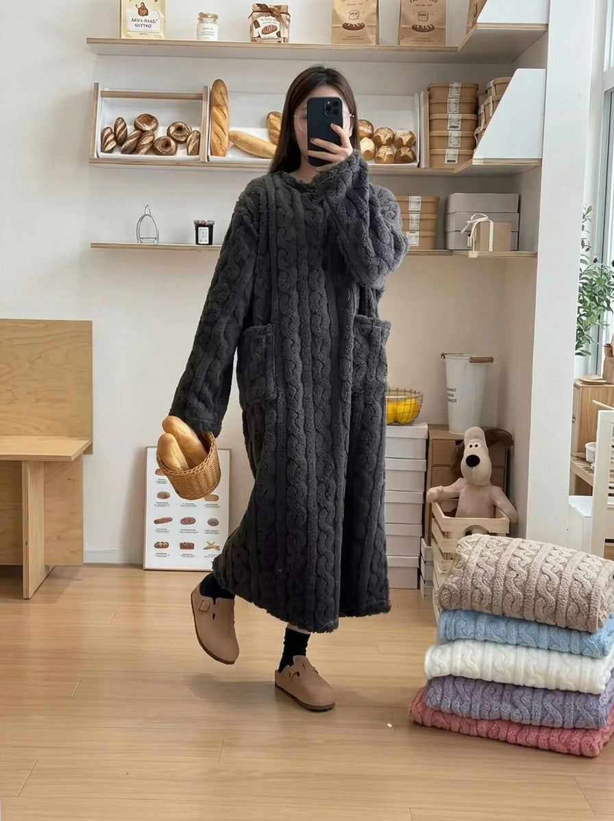 Fleece Long Sleeve Midi Dress