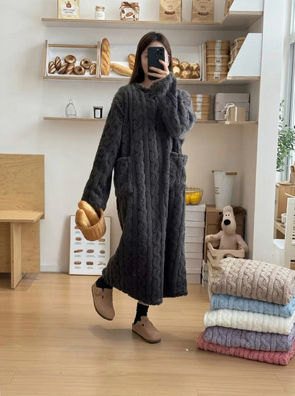 Fleece Long Sleeve Midi Dress