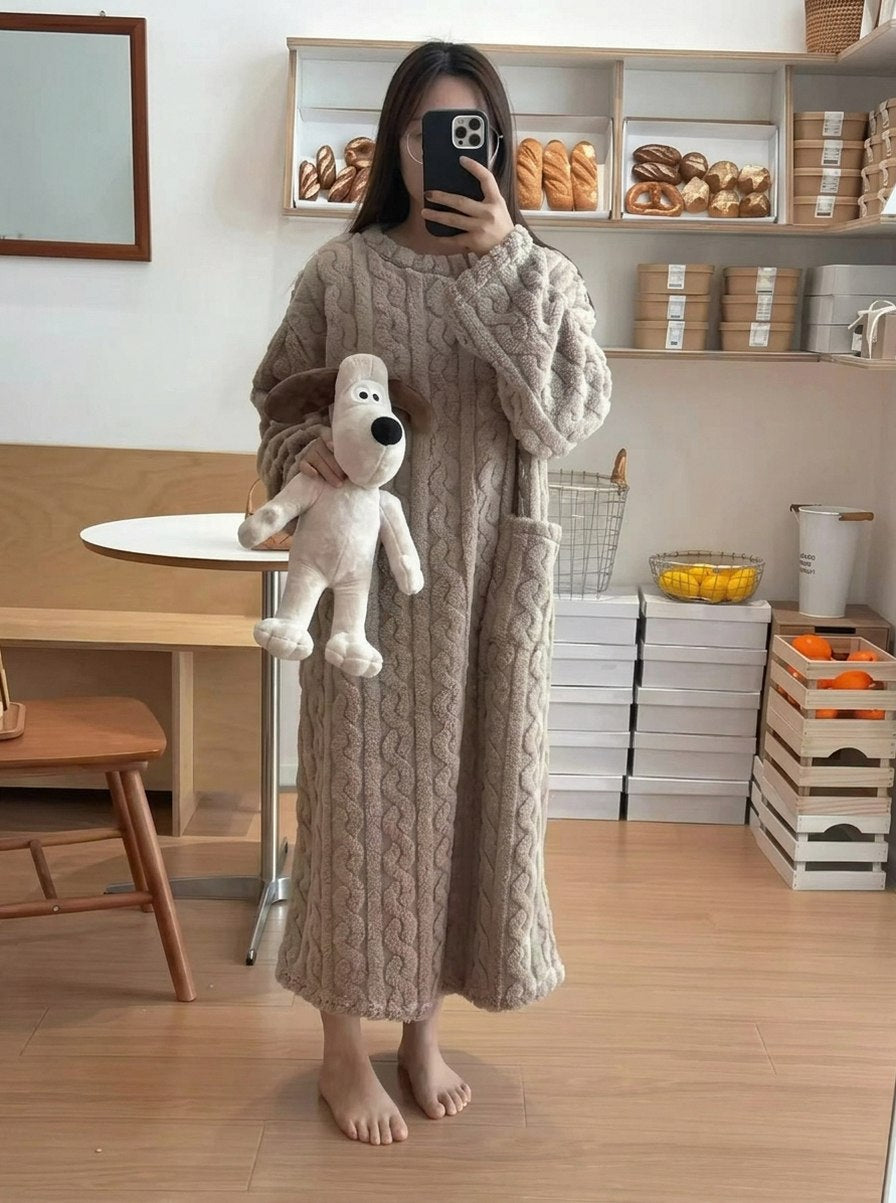 Fleece Long Sleeve Midi Dress
