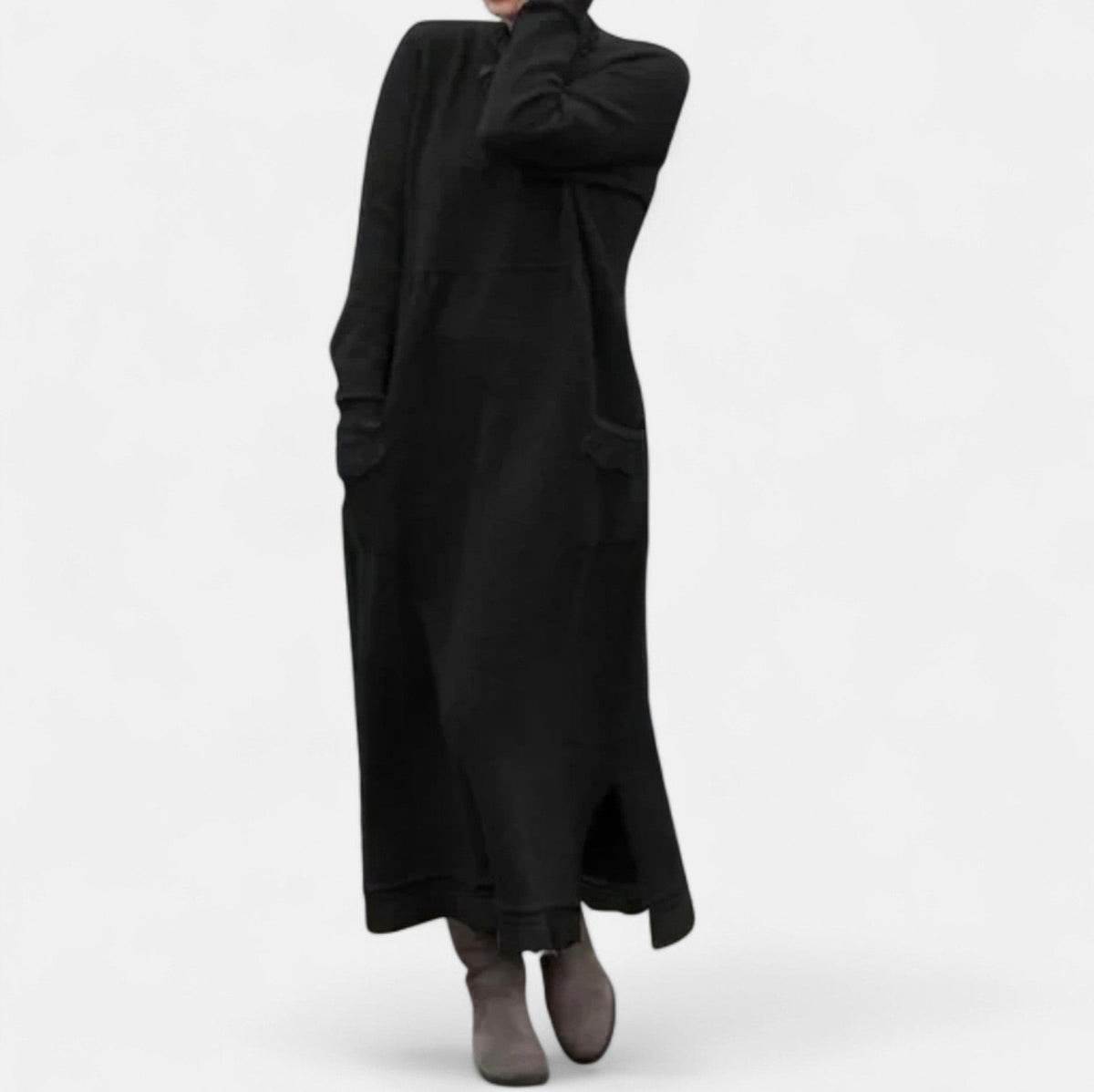 Fleece Long Sleeve Pocket Maxi Dress