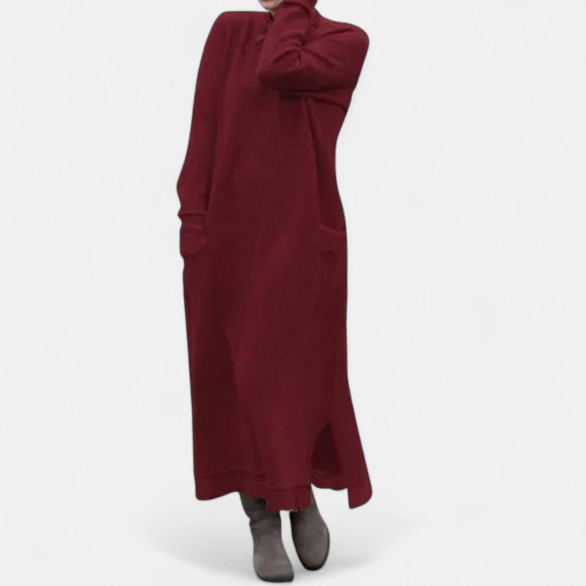 Fleece Long Sleeve Pocket Maxi Dress