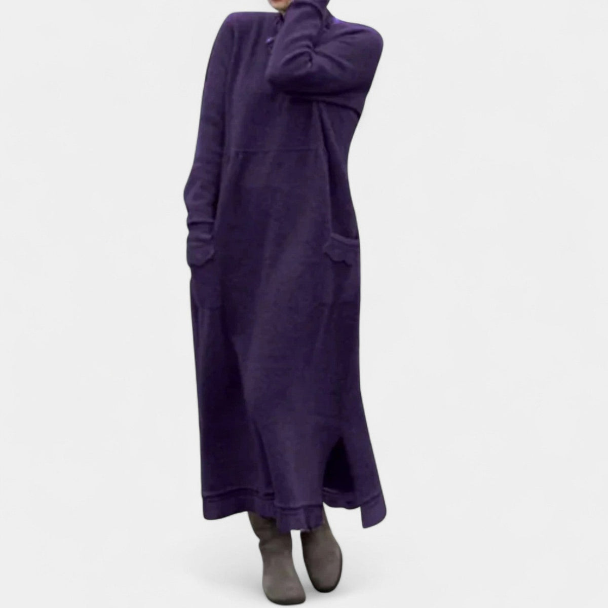 Fleece Long Sleeve Pocket Maxi Dress