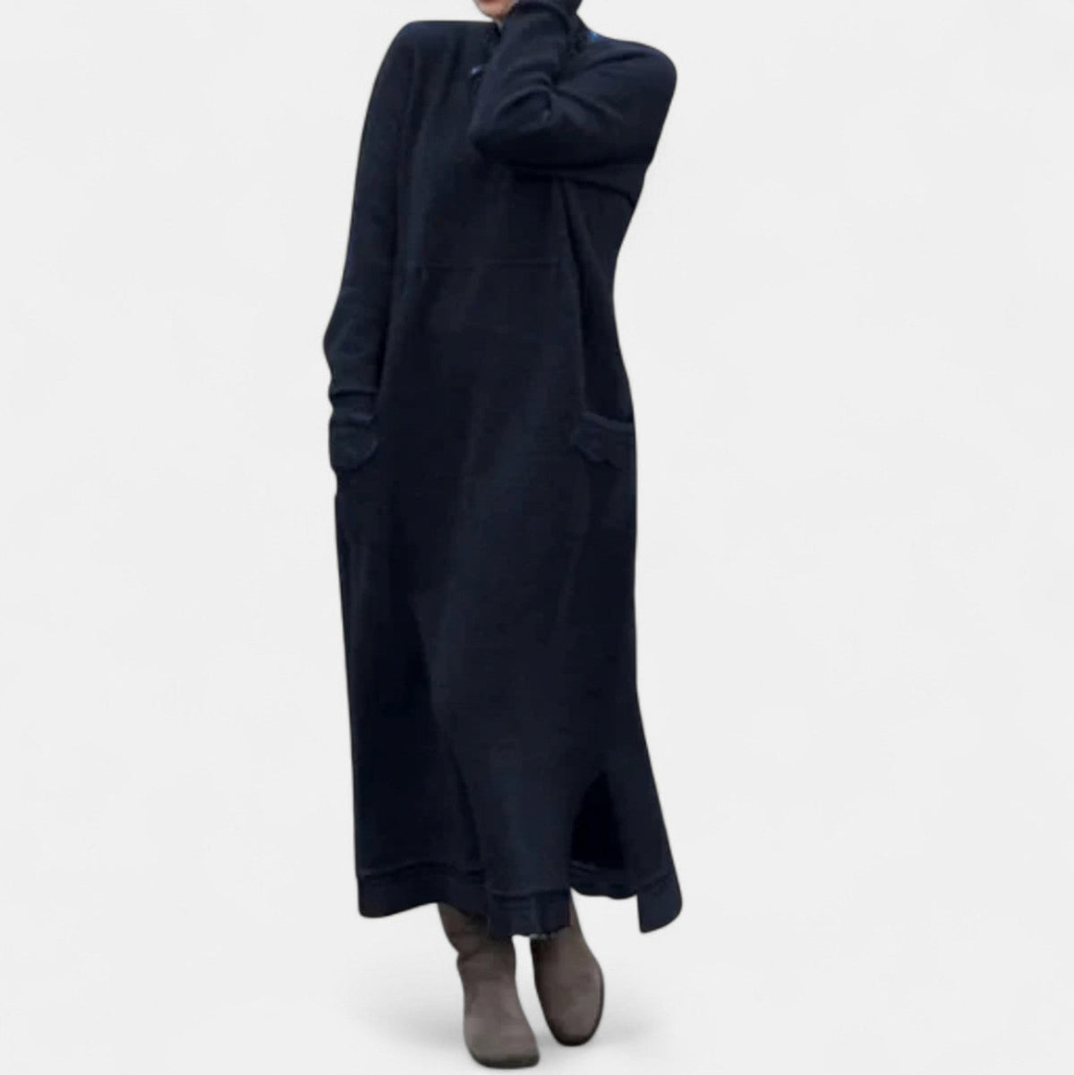 Fleece Long Sleeve Pocket Maxi Dress