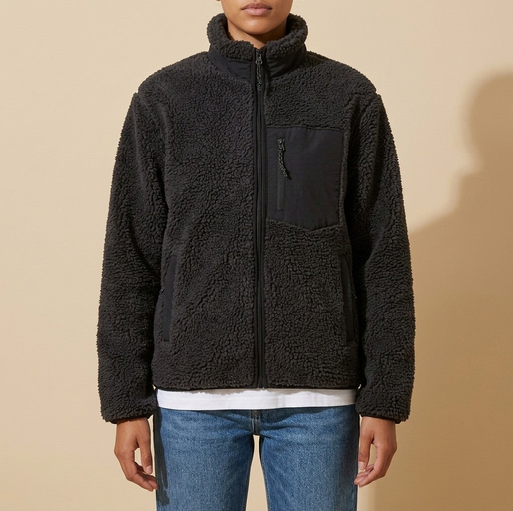 Fleece Mock Neck Zip Up Jacket