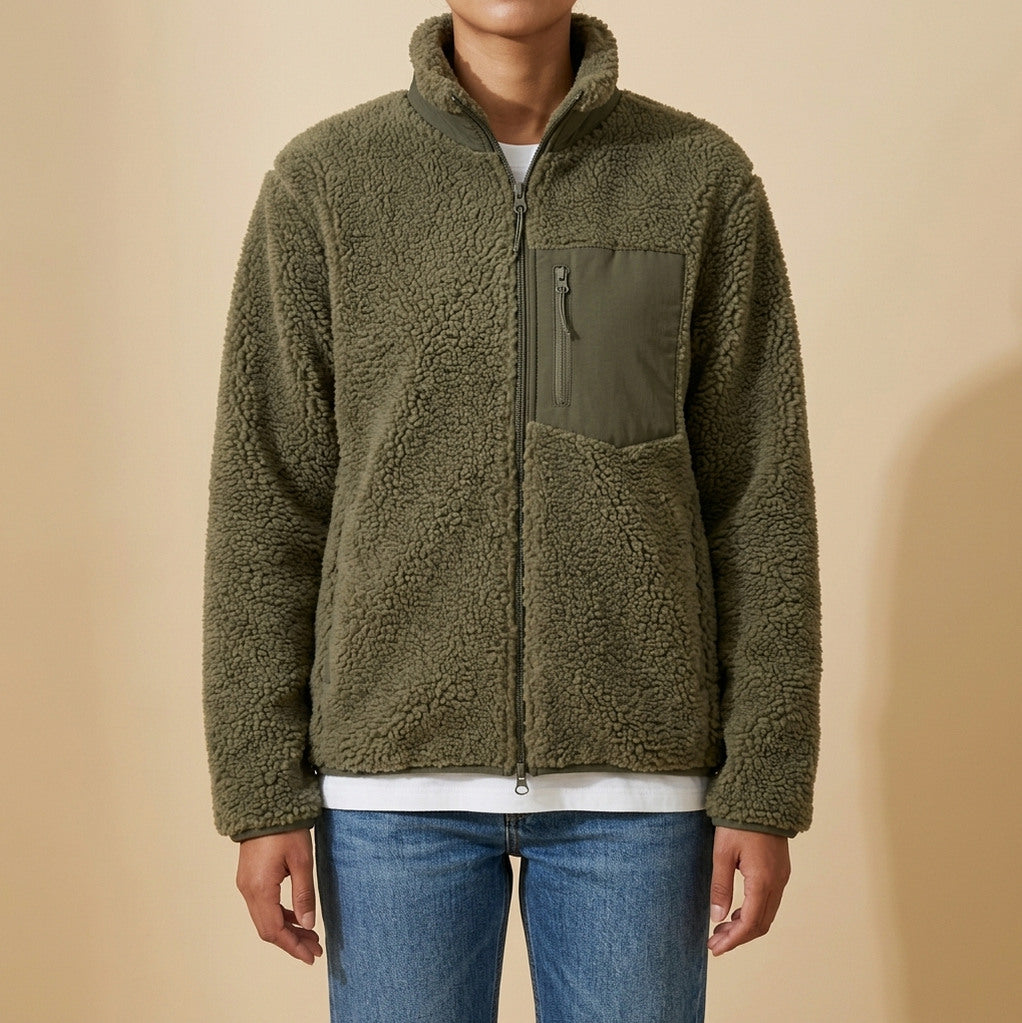 Fleece Mock Neck Zip Up Jacket
