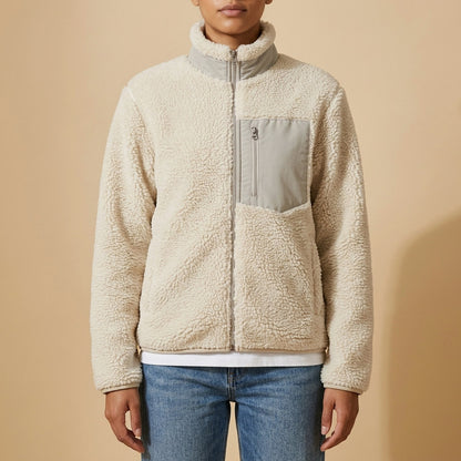 Fleece Mock Neck Zip Up Jacket