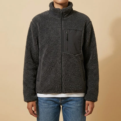 Fleece Mock Neck Zip Up Jacket