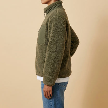 Fleece Mock Neck Zip Up Jacket
