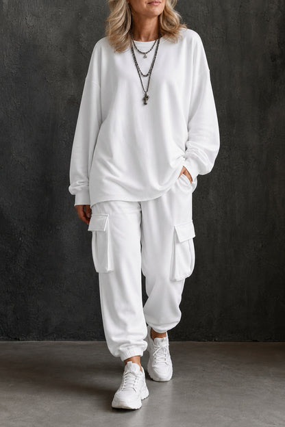 Fleece Oversized Long Sleeve Two Piece Set
