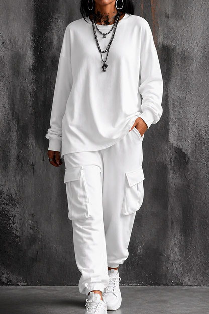 Fleece Oversized Long Sleeve Two Piece Set
