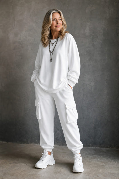 Fleece Oversized Long Sleeve Two Piece Set