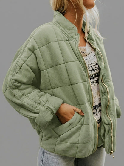 Fleece Quilted Zip Up Jacket