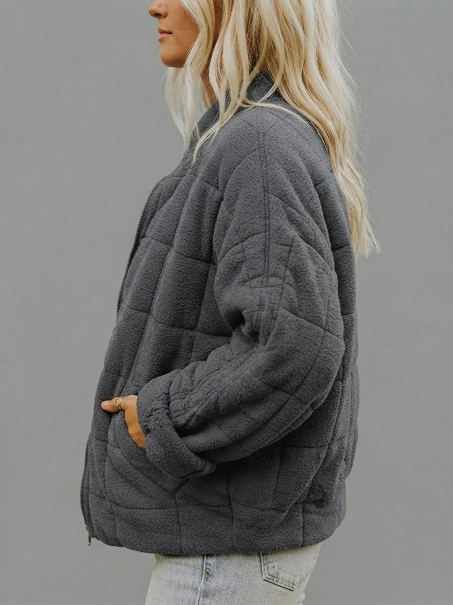Fleece Quilted Zip Up Jacket