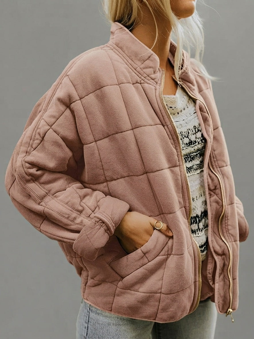Fleece Quilted Zip Up Jacket