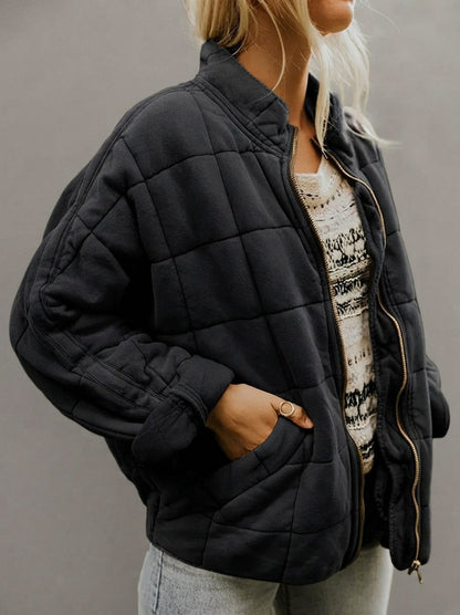Fleece Quilted Zip Up Jacket