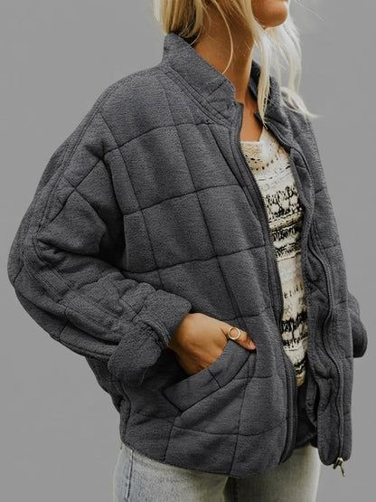 Fleece Quilted Zip Up Jacket
