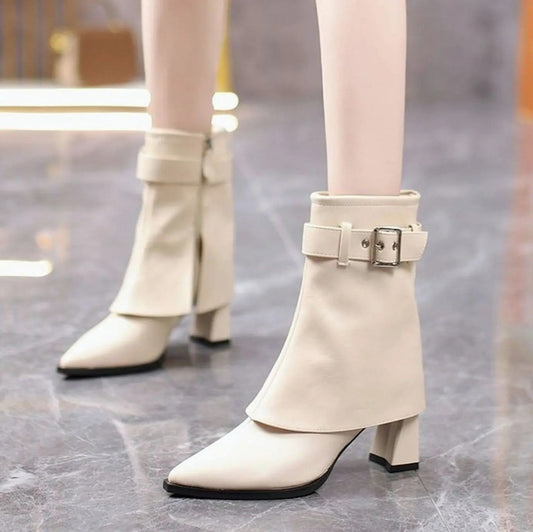 Fold Over Pointed Toe Booties
