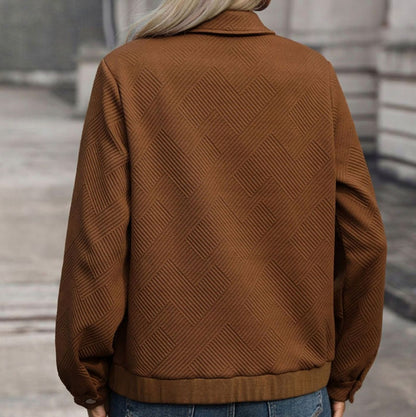 Geometric Collared Zip Front Shacket