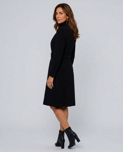 High Neck Belted Long Sleeve Coat