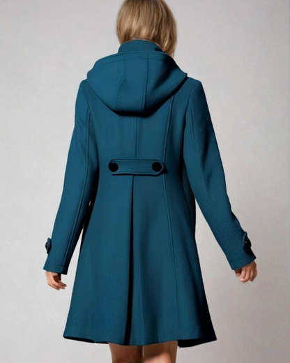 Hooded Double Breasted Long Sleeve Coat