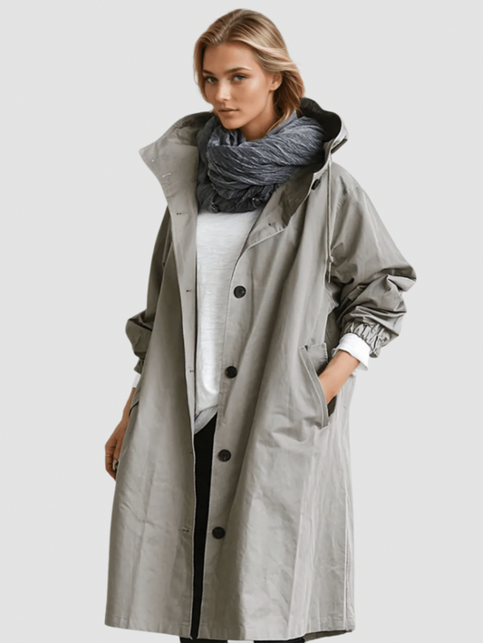 Hooded Long Sleeve Trench Coat