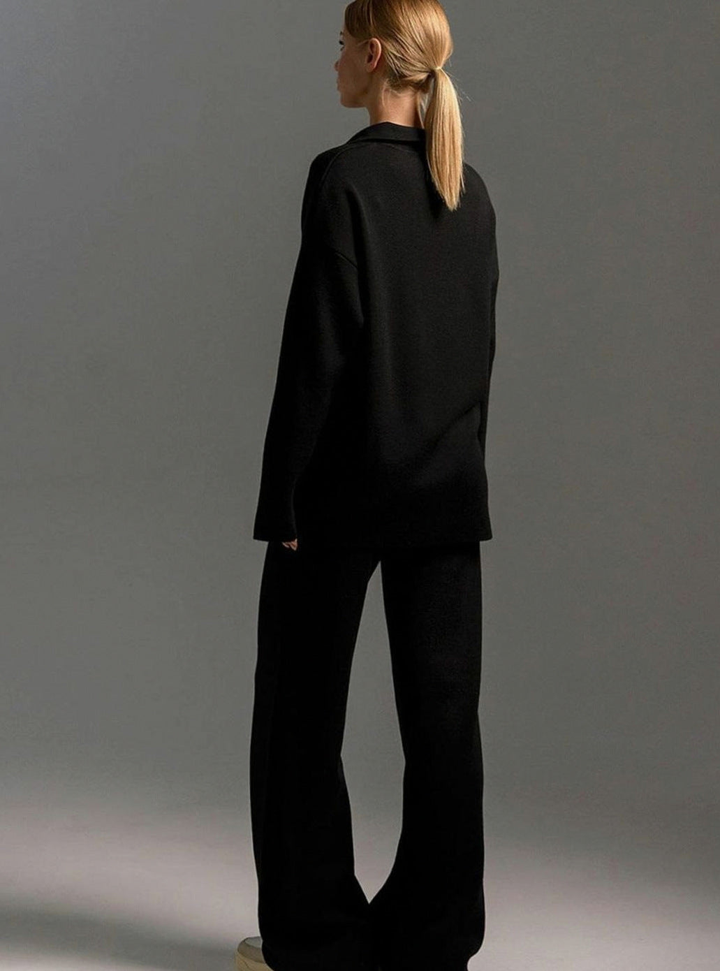 Knit Collared Wide Leg Set
