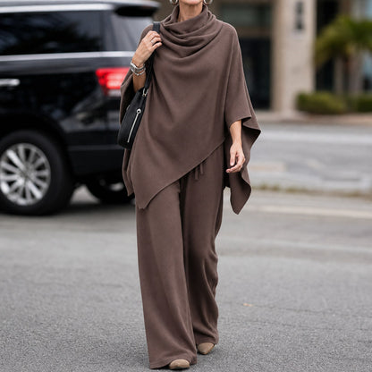 Knit Cowl Neck Poncho Matching Set