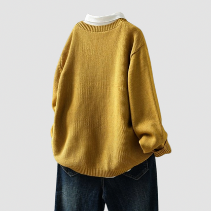 Knit Crewneck Button Front Cardigan
