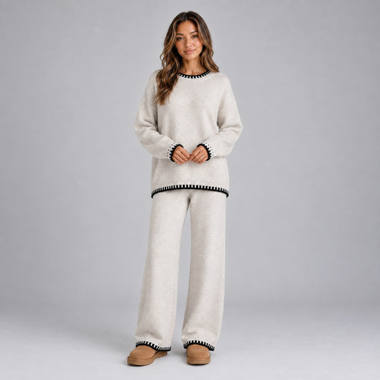 Knit Crewneck Long Sleeve Two Piece Set