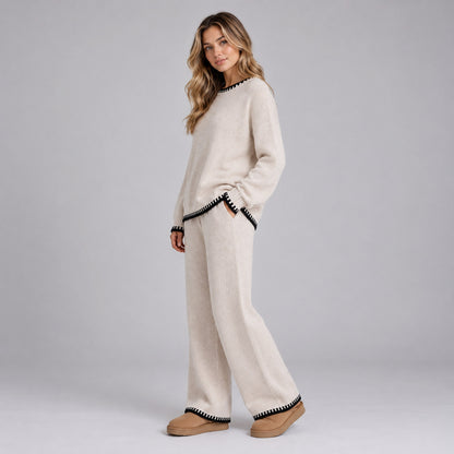 Knit Crewneck Long Sleeve Two Piece Set