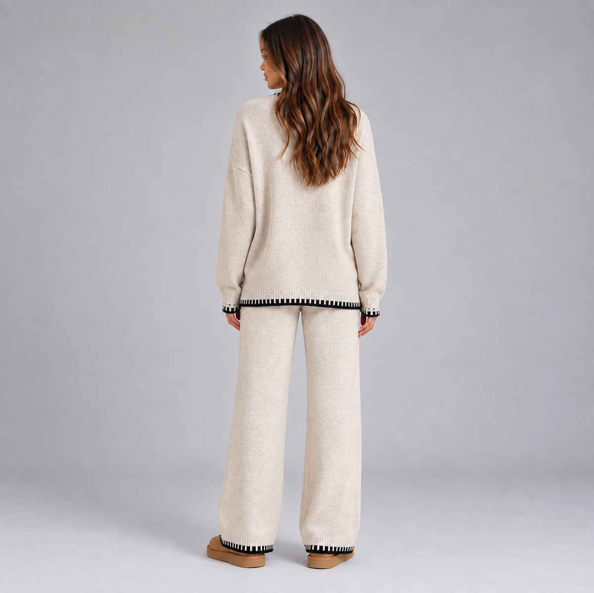Knit Crewneck Long Sleeve Two Piece Set