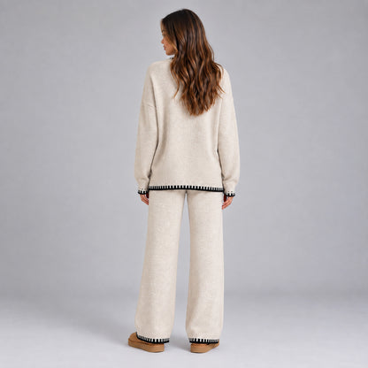 Knit Crewneck Long Sleeve Two Piece Set