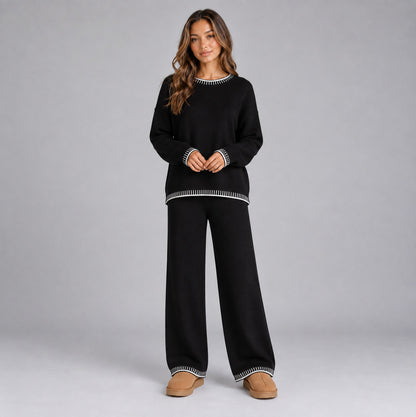 Knit Crewneck Long Sleeve Two Piece Set