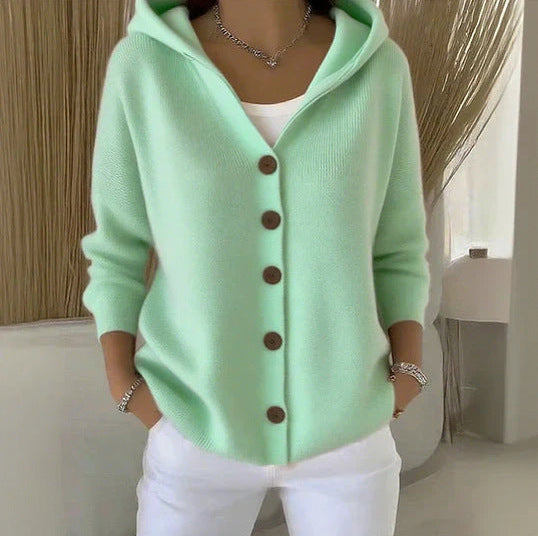 Knit Long Sleeve Hooded Cardigan